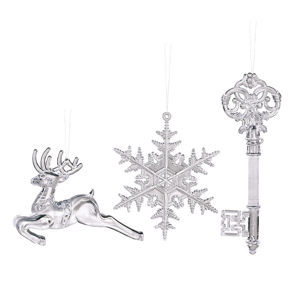 Transparent Snowflake Deer Pendant