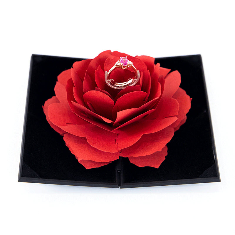 3D Heart-shaped Rose Ring Box