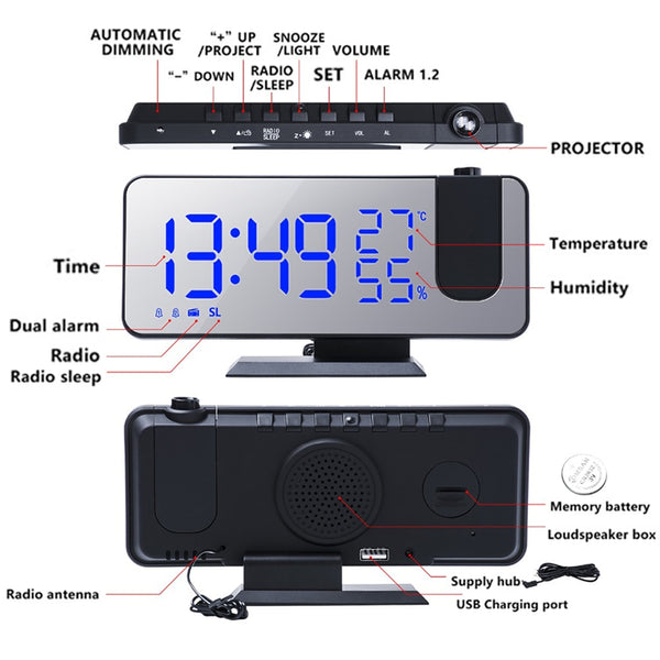 Radio Projection Alarm Clock - Last Day 50% off